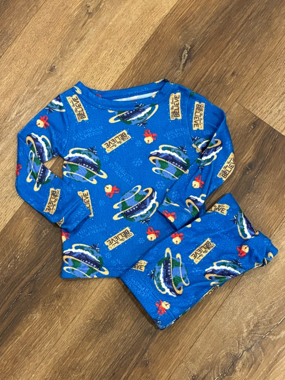 The Polar Express Blue Pajamas Matching Pants Set Train Bell Christmas 2T